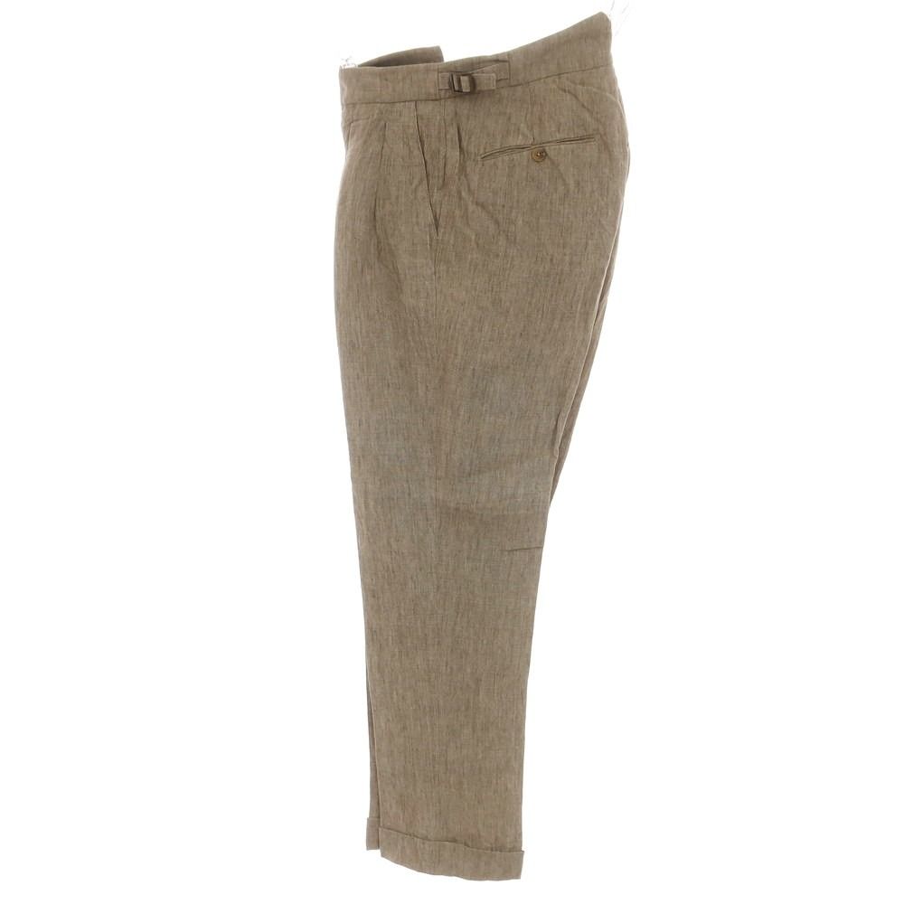 BERWICH ベージュ スラックス 42 ベルウィッチ BERWICH ツープリーツ スラックス COTTON LINEN