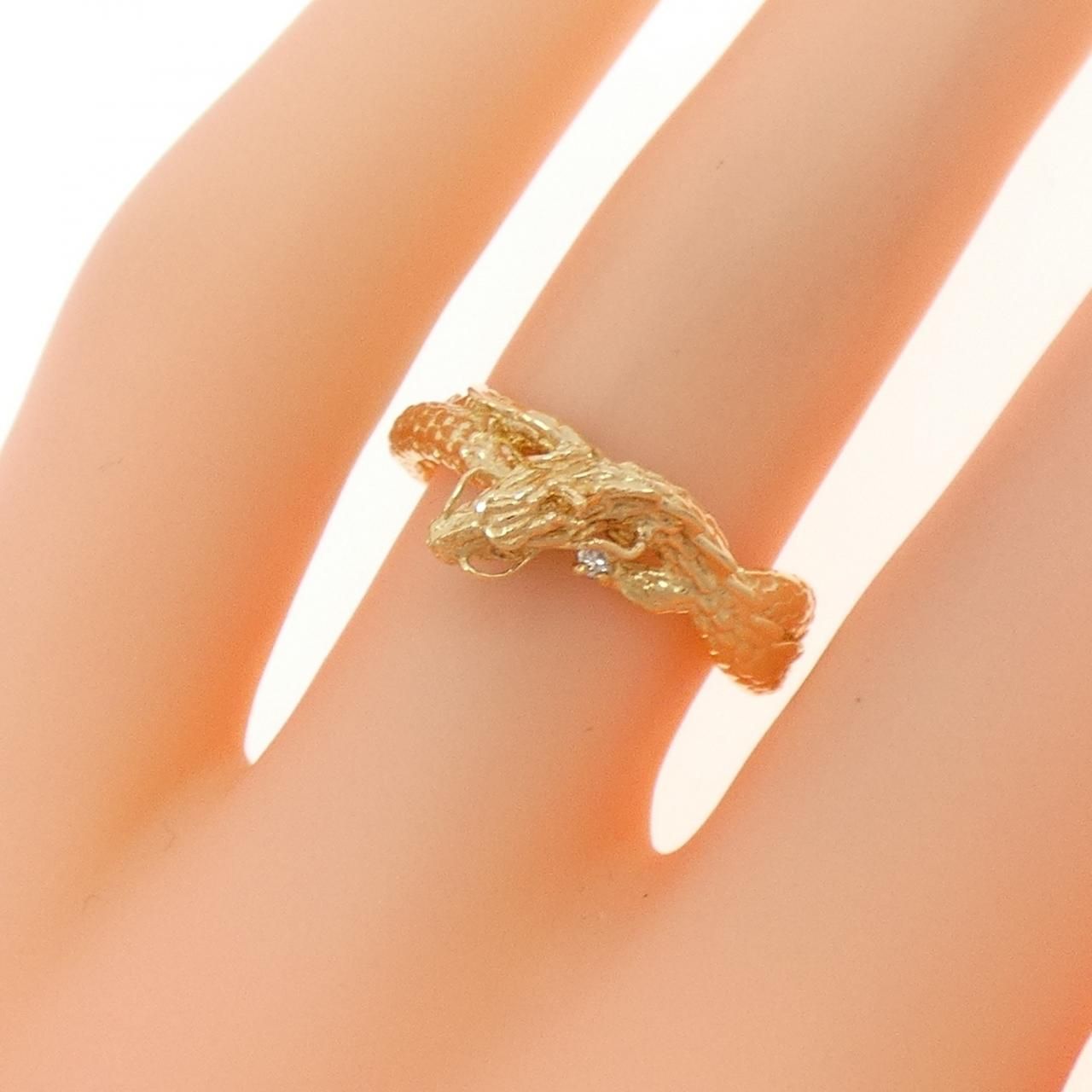 K18YG ドラゴン ダイヤモンド リング 0.01CT - メルカリ 