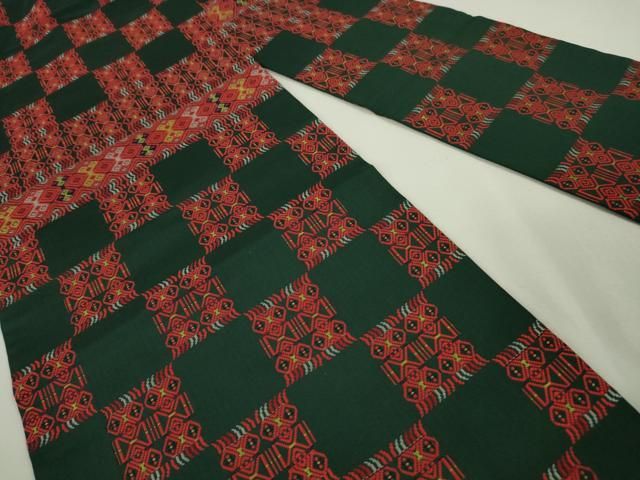 平和屋本店□極上 洛風林 工芸帯地 九寸名古屋帯 名物裂市松松文 濃鉄