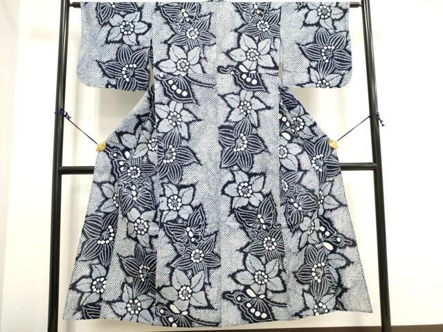 平和屋着物∴夏物 浴衣 有松鳴海絞り 花繋ぎ 蝶 綿 逸品 DAAV7001cd  