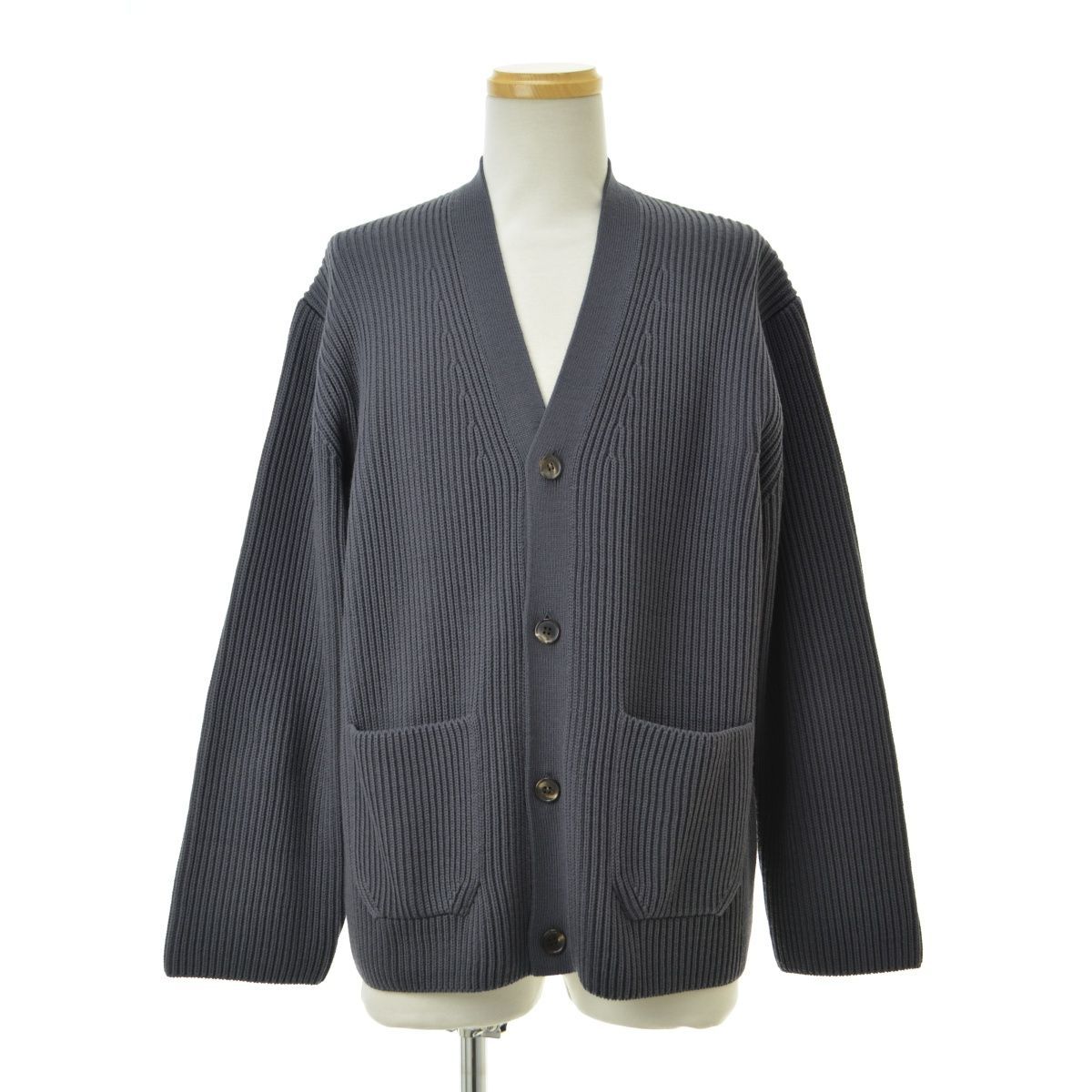 BATONER バトナー ソリッドウール リブ Vネックカーディガン 3