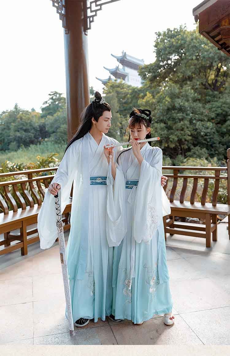 満足保障！ 漢服 コスプレ衣装 メンズ 豪華 中華服 大人 ハロウィン衣装 刺繍 チャイナ服 3点セット 選択可 交差襟 ブラウス 袴風 スカート 広袖 羽織 イベント 学園祭 時代劇 舞台ステージ衣装 華流 演出服 コスチューム 仮装 変装 ホワイト 白