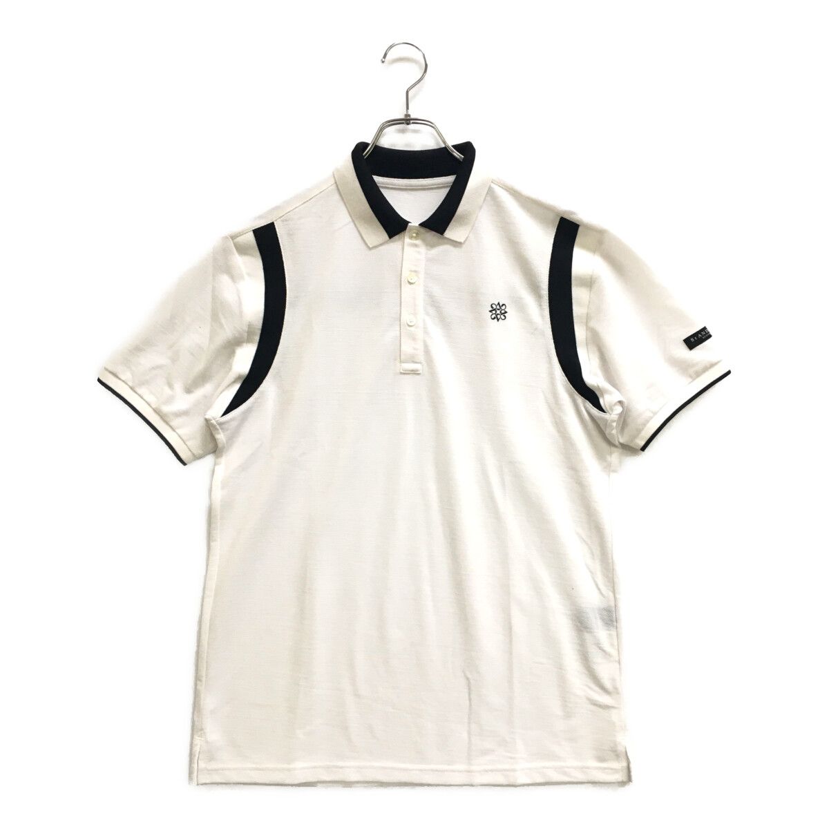 中古 メンズ セントアンドリュース StANDREWS 半袖ポロシャツ L 白×黒 ホワイト