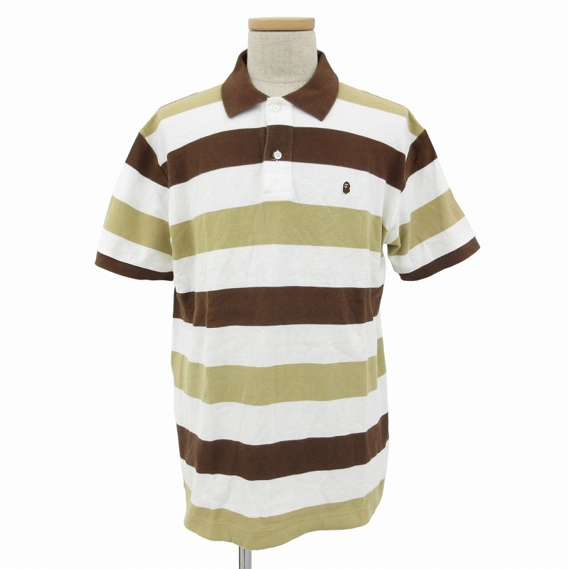 アベイシングエイプトリコロールカラーボーダーラガーシャツ半袖 アベイシングエイプトリコロールカラーボーダーラガーシャツ半袖 ア