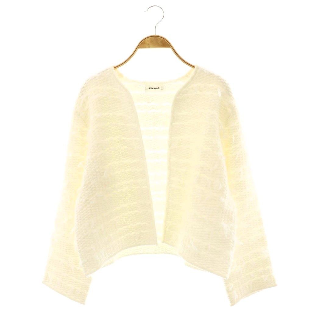 アダワス ADAWAS FRENGE TWEED JACKET ジャケット ノーカラー カラーレス F ホワイト /DF ■OS