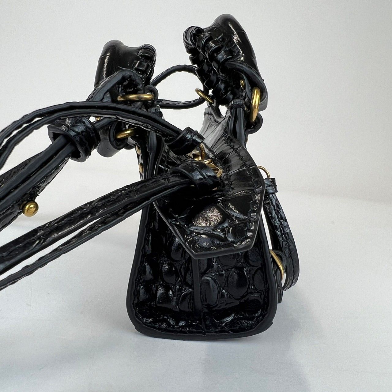 新品 BALENCIAGA バレンシアガ クロコ マイクロ アクセサリーバッグ