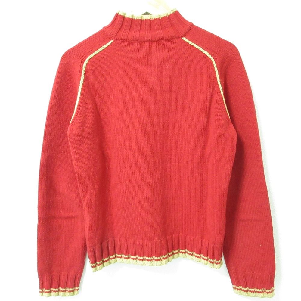 BURBERRY BLUE LABEL バーバリーブルーレーベル blueロゴ ラグランスリーブ ジップアップ ニット カーディガン M レッド レディース 古着 中古 BURBERRY BLUE LABEL バーバリーブルーレーベル blueロゴ