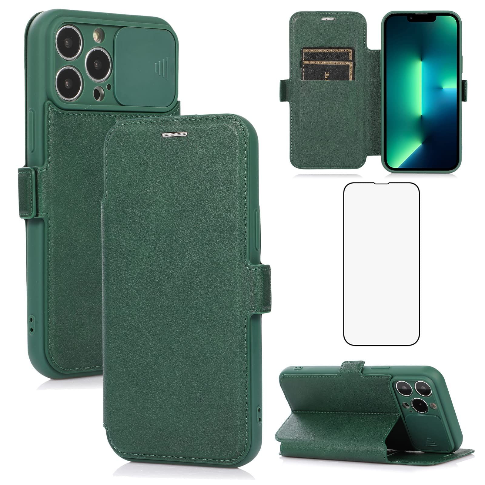 ✨iPhone 13 Pro Max 手帳型ケース ブルー ガラスフィルム iPhone 13 Pro Max mini用 強化ガラスフィルム ブルーライトカット