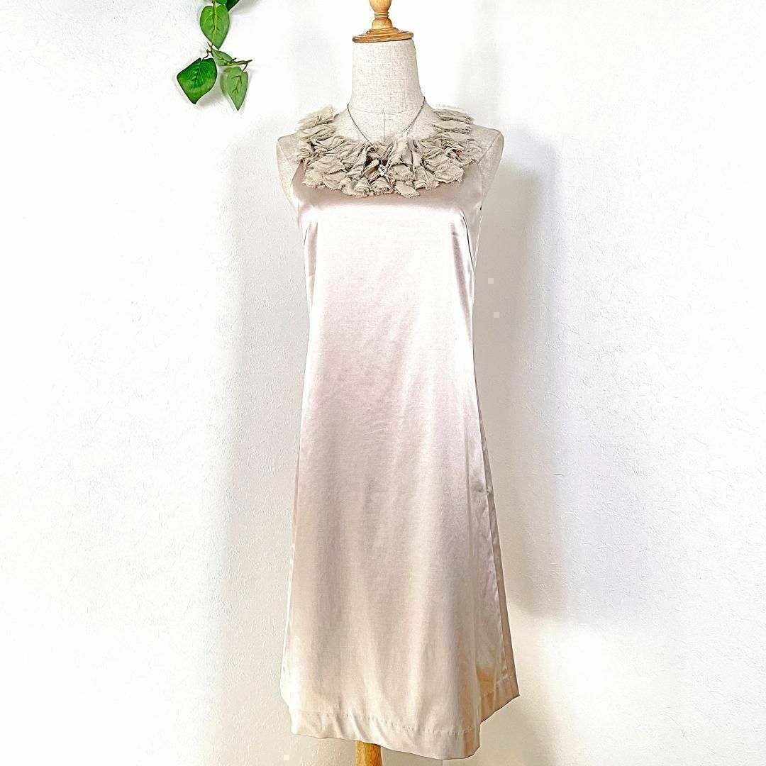 極美品】 ANAYI フロントシフォン ノースリーブワンピース パーティー 