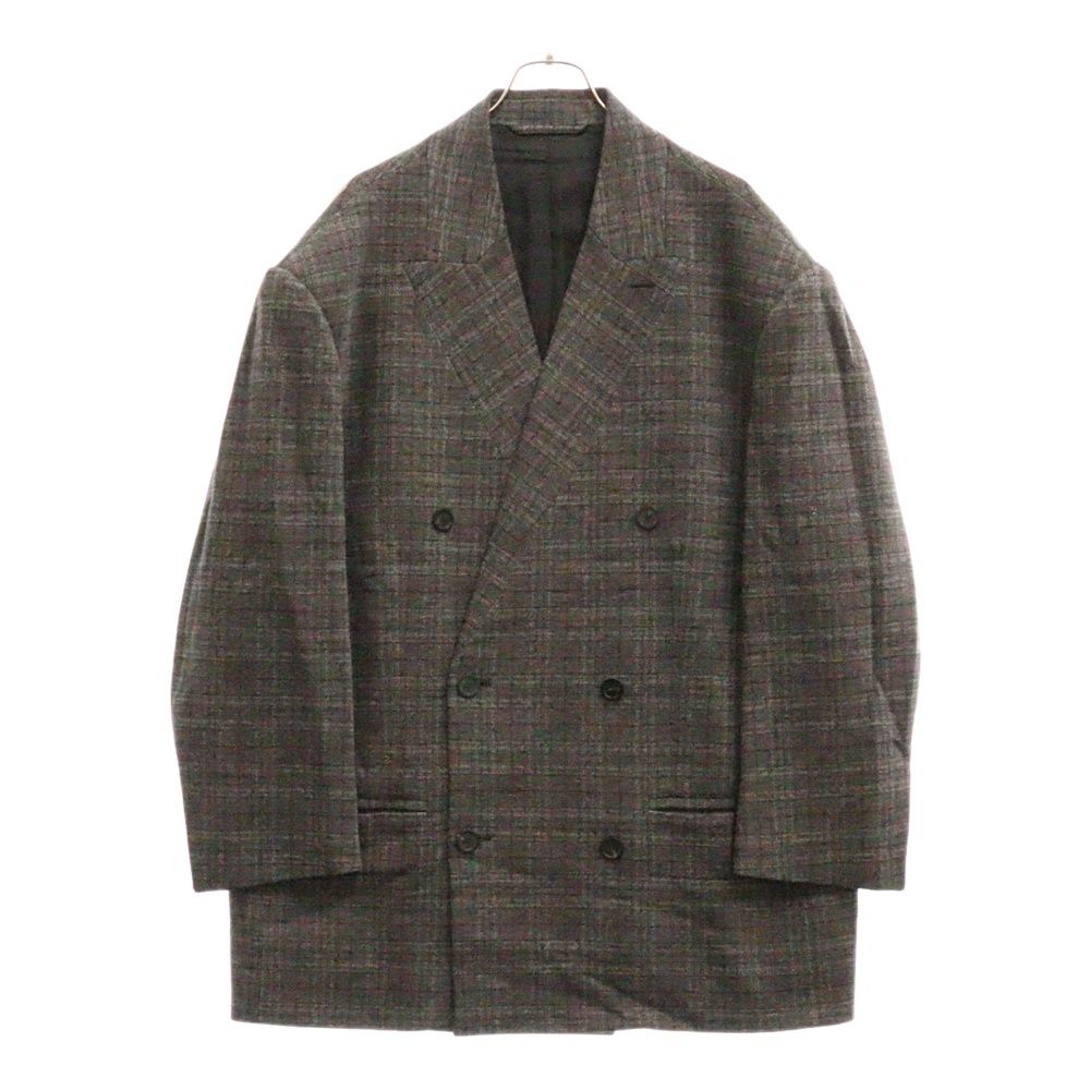 BALENCIAGA バレンシアガ 22SS UNIFIT チェック ダブルブレスト オーバーサイズジャケット テーラード グレー 680943 TLV05