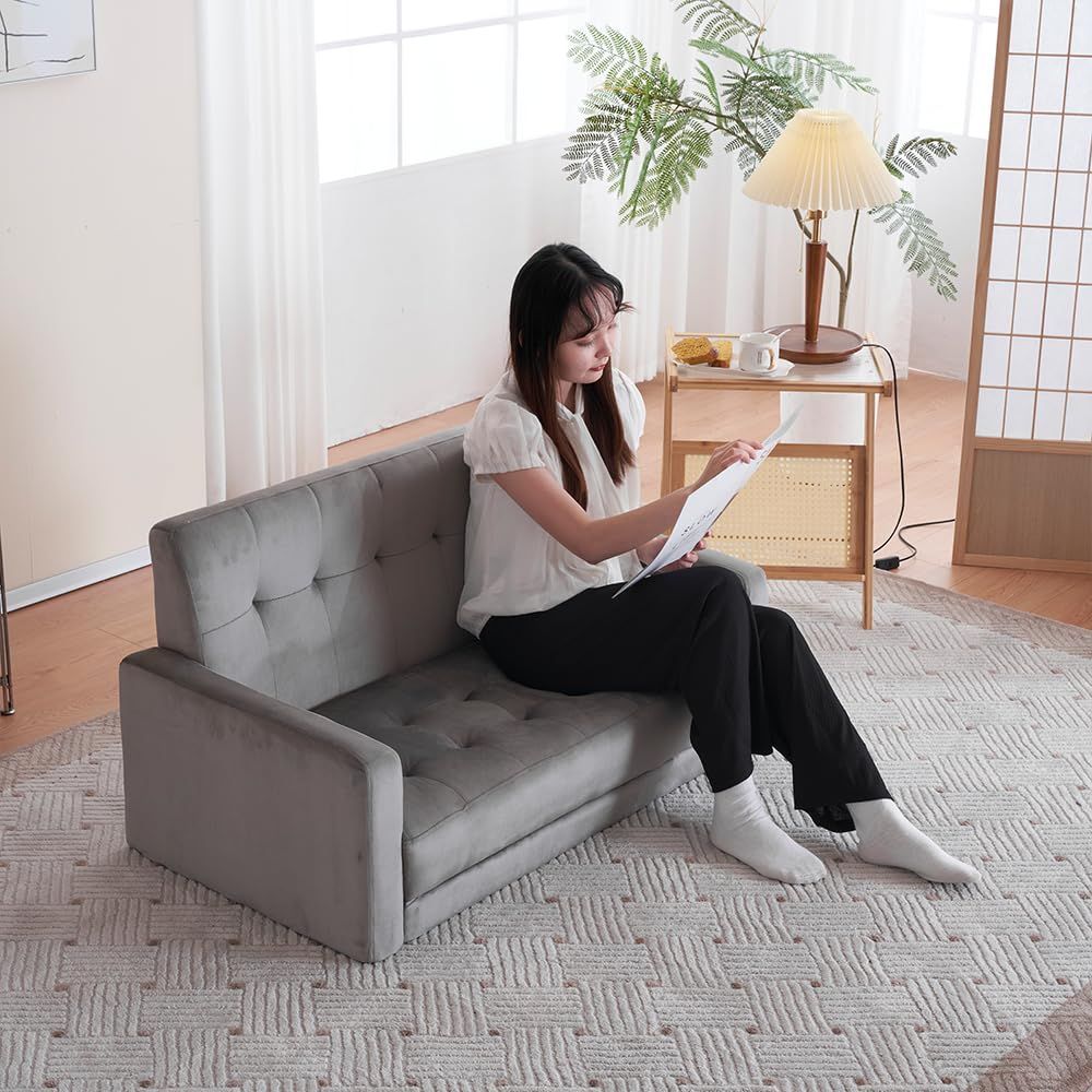 オーエスジェイ(OSJ) ソファー 2人掛け 肘付き 天然木脚 幅約110cm 簡単