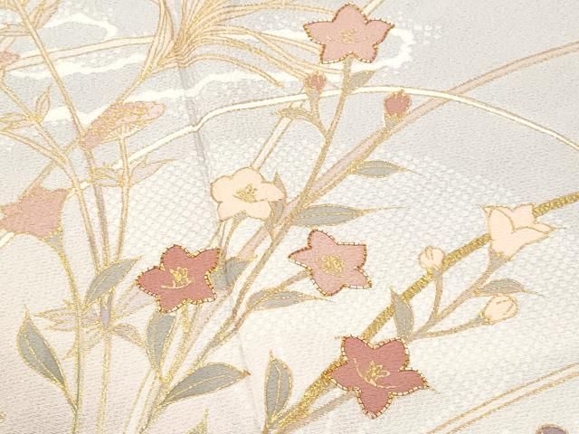 平和屋着物○訪問着 作家物 駒刺繍 風景文 蒔糊 黒地 金糸