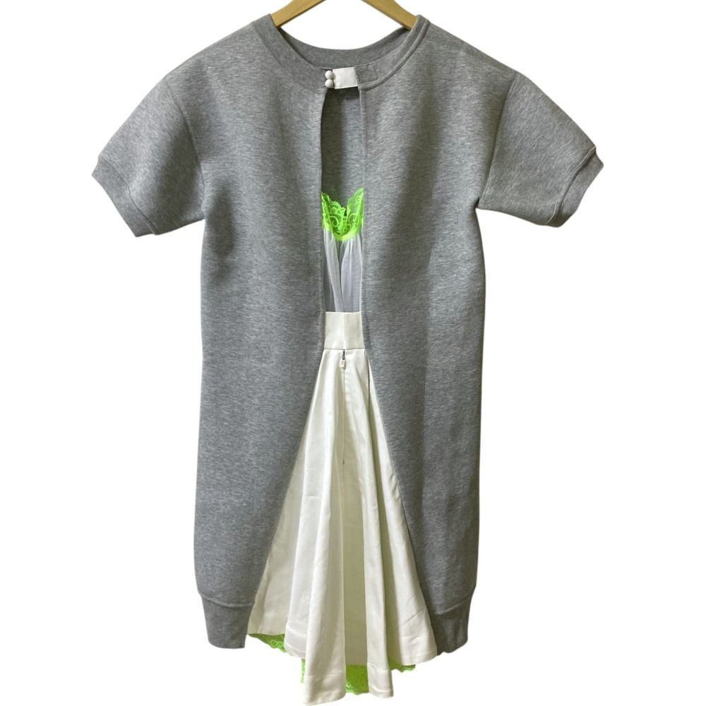 NIKE sacai ナイキ サカイ 半袖 テックフリース ドッキングワンピース 716913-063 サイズS グレー レディース 古着