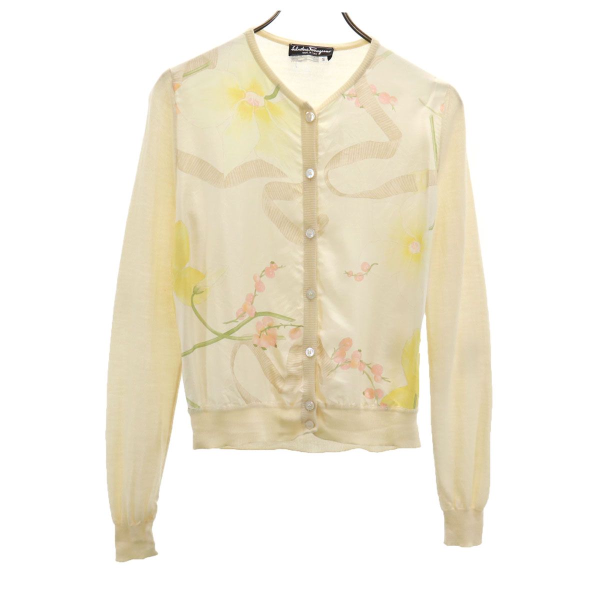 新品 美品✨️　フェラガモ ニット アンサンブル レオパード アニマル　伊製 美品✨フェラガモ アンサンブル 毛×絹 アニマル 花 レオパード 伊製 M〜L