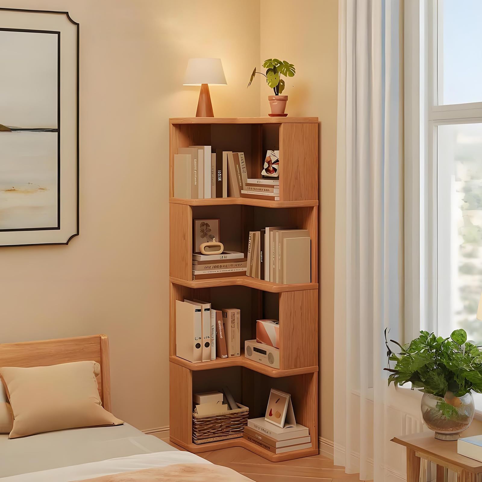【驚きの価格が実現！】 新商品 ５段 角置き可 木製ラック 多機能収納ラック 省スペース コーナー収納 大容量 幅40×奥行40×高さ130cm 5段 リビング収納 本棚