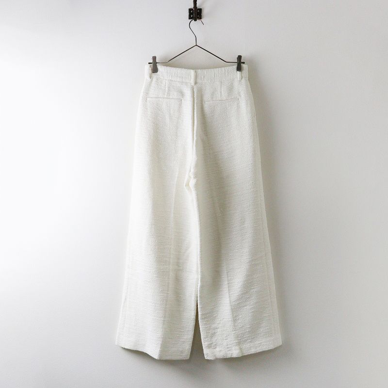 2025SS ドゥーズィエムクラス Deuxieme Classe EVERYDAY I LIKE Tweed tuck ワイドパンツ 38|オフホワイト ボトムス 2400014639162