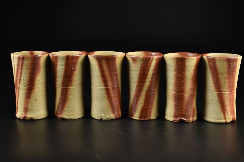 蔵A5482 備前焼 火欅ビアマグ 名工 金重有邦造