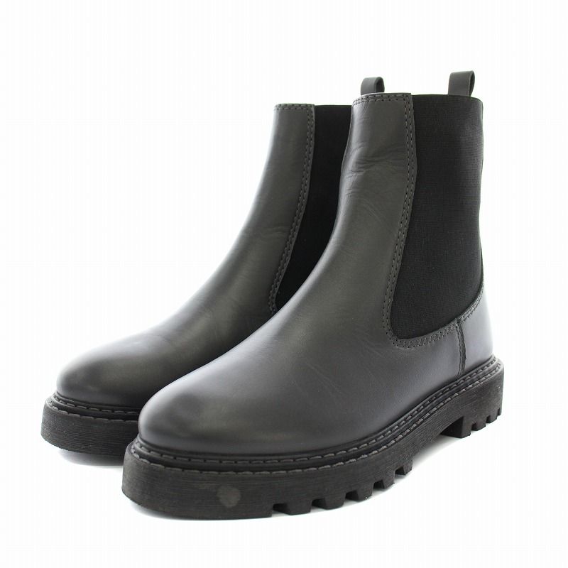 GALERIE VIE サイドゴアブーツ 黒 レザー ヒール