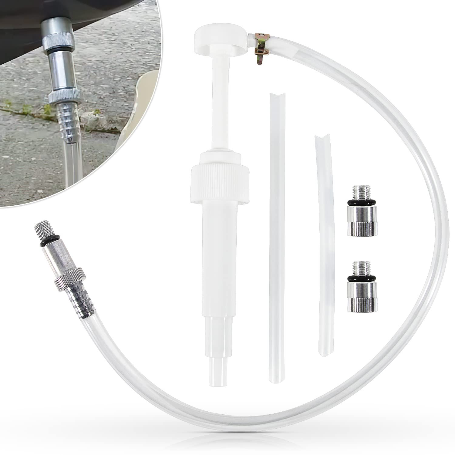 Yoursme アップグレード下部ユニットギアオイルポンプ 標準クォートボトル用 3/8インチ 8mm 10mm メタルアダプター付き すべてのMercury and Mariner 船外機に適合 