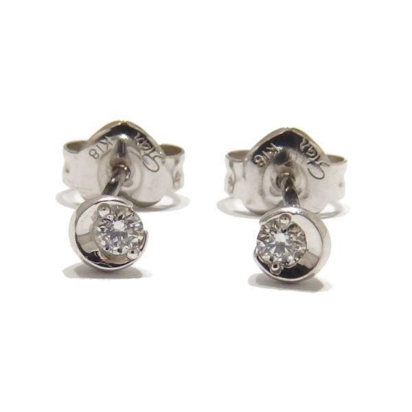 美品★STAR JEWELRY MOON SETTING PIERCED EARRINGS K18 ホワイトゴールド ダイヤモンド ピアス 月 ムーンセッティング スタージュエリー★