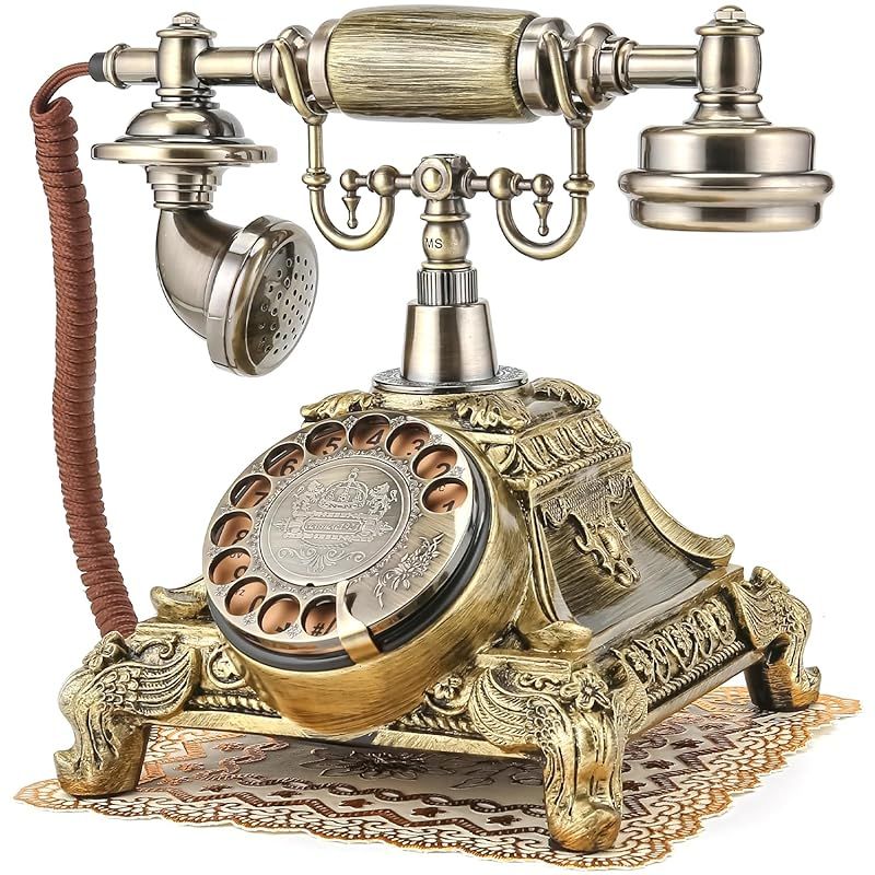 EnergyPower アンティーク調 ダイヤル式電話器 アナログ式電話機 電源不要 機械式＆電子式2種類のベル搭載 レトロ アナログ電話 インテリア ヨーロピアンスタイル 固定電話 黒電話 ビンテージ ヴィンテージ 回転式 カフェ ホテル プ 1