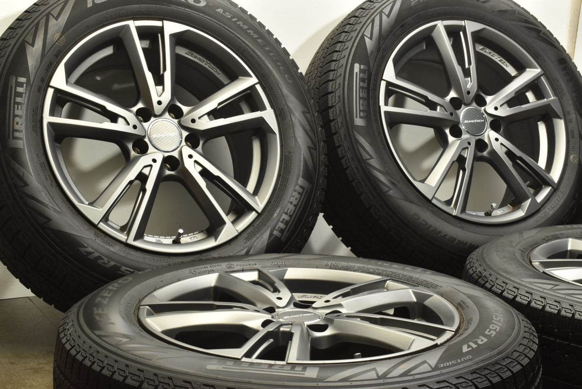 バリ溝 EUROTECH 17in 7J 40 PCD112 ハブ径66.5 アイスゼロアシンメトリコ 215 65R17 製造 フォルクスワーゲン ティグアン