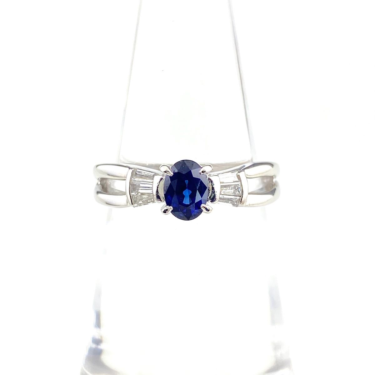 サファイア デザインリング プラチナ 指輪 メレダイヤ リング 10号 Pt900 サファイア ダイヤモンド レディース