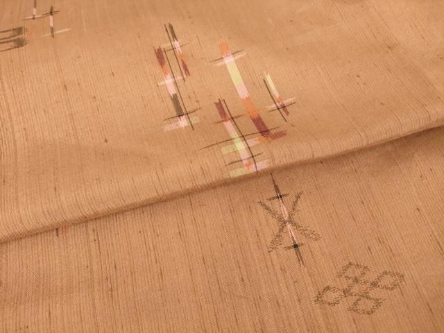 平和屋着物▽上質な紬 単衣 十字絣 正絹 逸品 AAAV2618fy