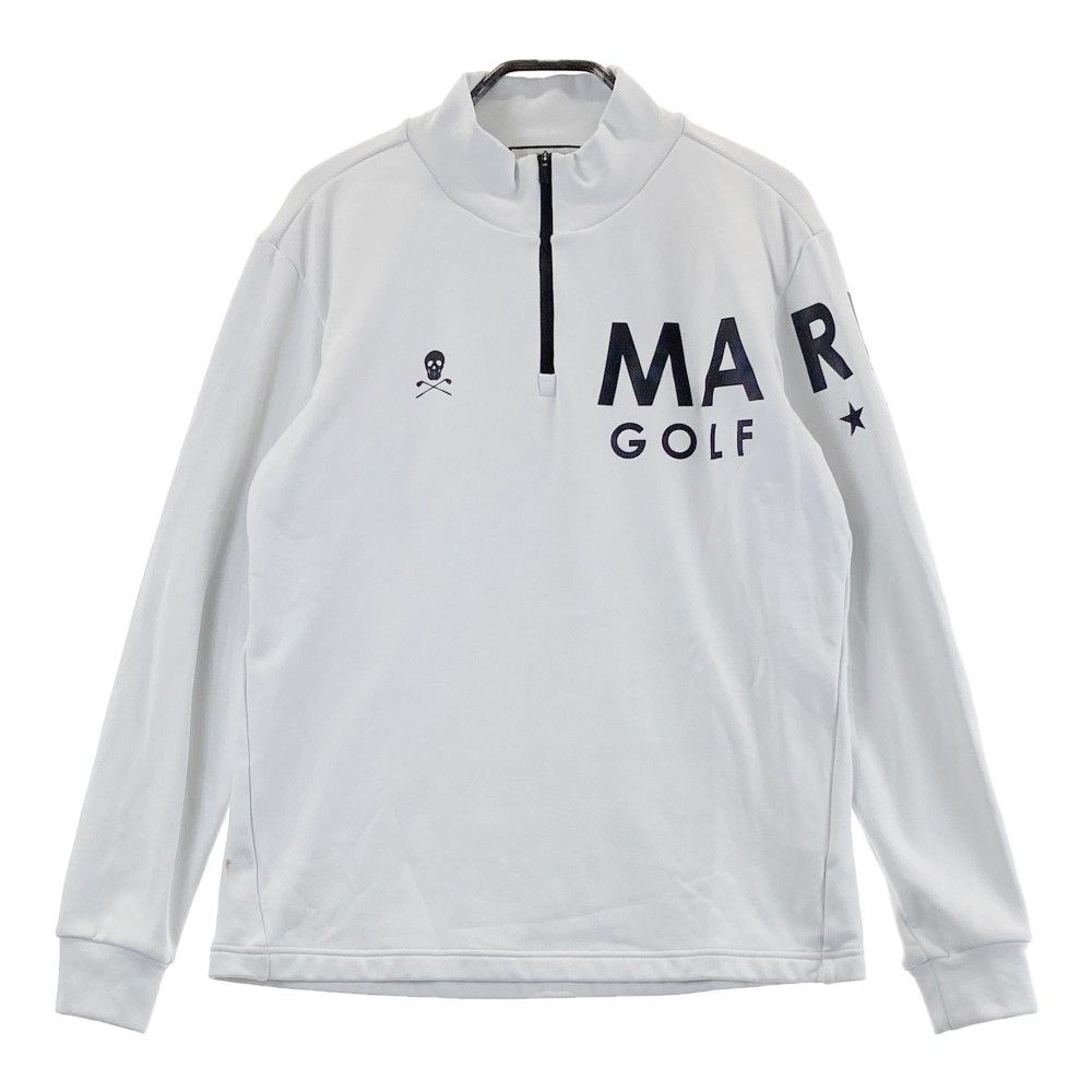 サイズ：46 MARK&amp;LONA マークアンドロナ  裏起毛 ハーフジップ 長袖Tシャツ  ホワイト系 [240101367902] ゴルフウェア メンズ ストスト サイズ：46 MARK&LONA マークアンドロナ 裏起毛 ハーフジップ