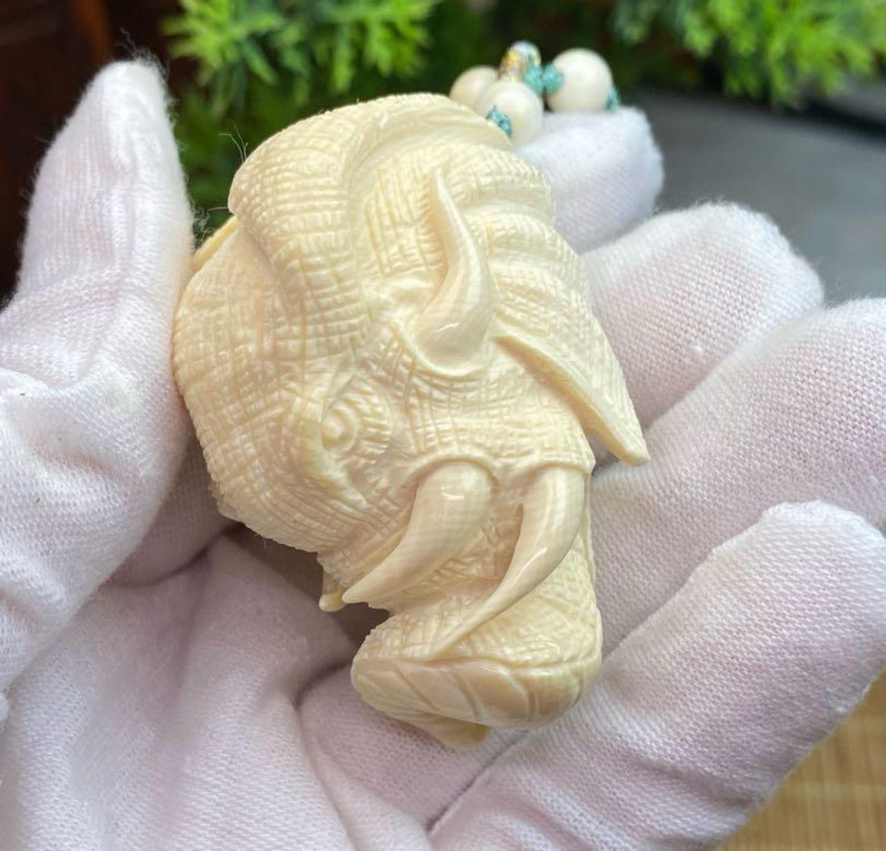 天然マンモス牙美しい手作り彫刻1象神握り物 ブレスレット - メルカリ