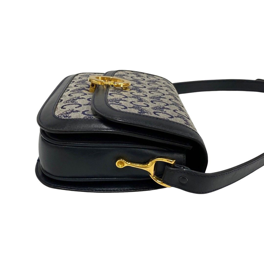 セリーヌ ヴィンテージ Cサルキー 馬車金具 キャンバス×レザー CELINE セリーヌ ショルダーバッグ ヴィンテージ 馬車金具 C