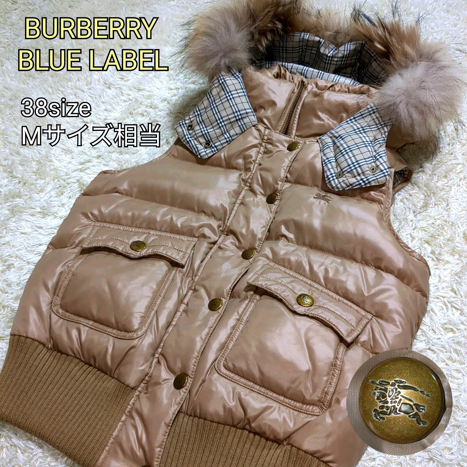 BURBERRY LONDON ノバチェック ダウンコート ラクーンファー+