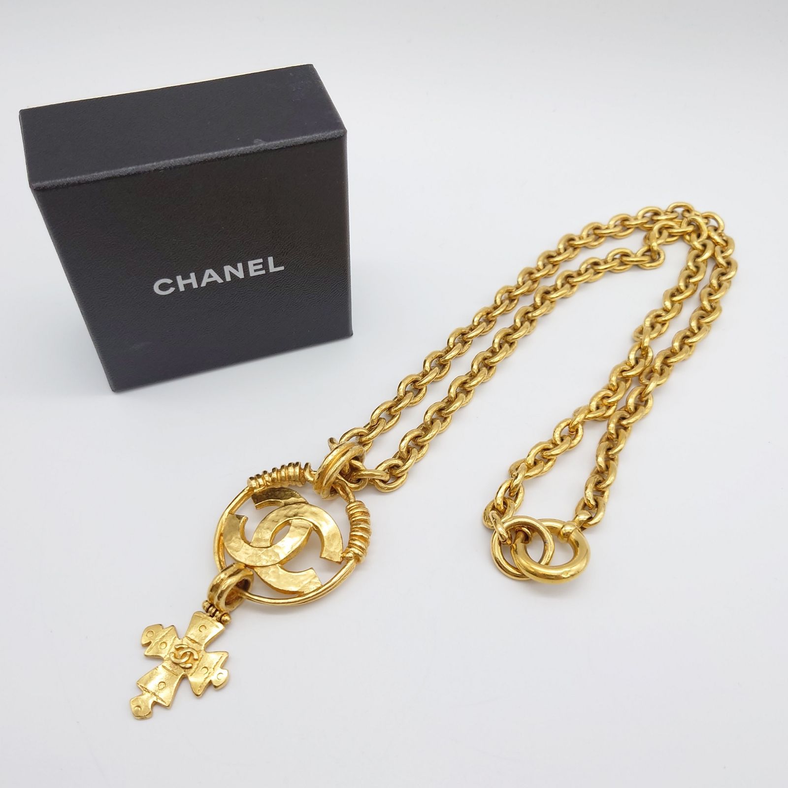 未使用 CHANEL クロス ネックレス ゴールド アクセサリー 94P - ネックレス