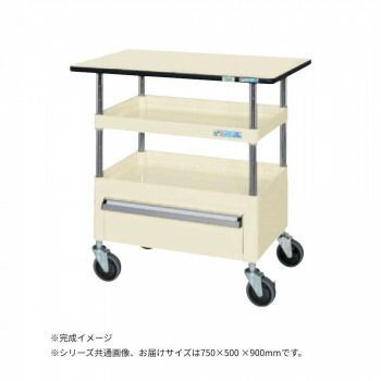 サカエ CSパールワゴン中量タイプ 引出し 天板付 アイボリー CSP-7582CTPSEI