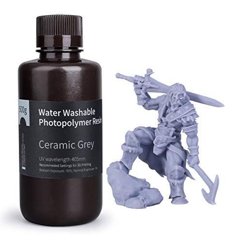 500g_セラミックグレー ELEGOO 光造形3Dプリンター用 UVレジン 405nm 500g 水洗い樹脂 光硬化樹脂 LCD 3Dプリンター向け セラミックグレー