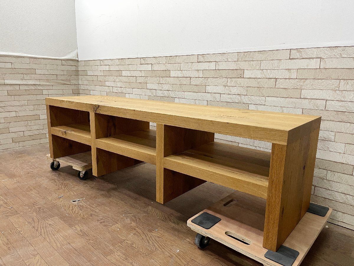 ●トラックファニチャー TRUCK BENCH AND SHELVES ベンチ＆シェルフ ローボード テレビボード オーク無垢材 定価約32万 ナチュラル 畑1071