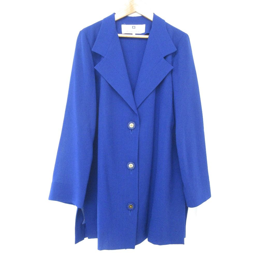 GIVENCHY GLAMOUR ジバンシィ シングル ロングジャケット ひざ丈 スカート スーツ セットアップ 44 ブルー レディース 古着