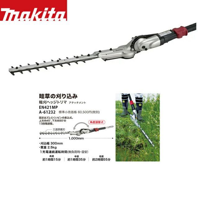 スプリットアタッチメント畔草の刈込み