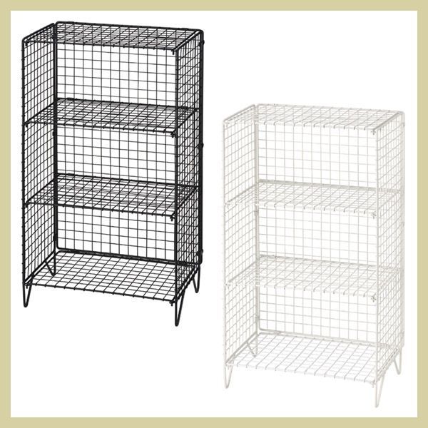 『ワイヤー』折りたたみ式マルチラック／（１種選択／２種類）　※棚，台，鉢置き，アイアン，金属，鉄，3段，4段，白，黒，オープンシェルフ，ディスプレイ，プランターラック，シン