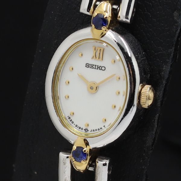 稼働品 SEIKO セイコー 腕時計 白文字盤 クォーツ 1E20-0C20 セイコー 1E20-6160 石付 QZ ホワイト文字盤 レディース腕時計 TKD