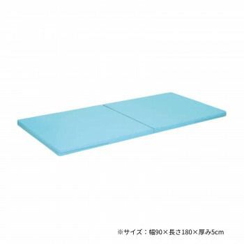 高田ベッド製作所 二つ折れ訓練マット 幅90×長さ180×厚み5cm スカイブルー TB-474