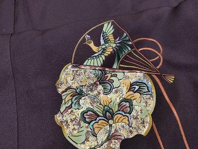 平和屋着物■訪問着　扇面鳳凰花唐草文　暈し染め　金彩　正絹　逸品　CAAO9441yk