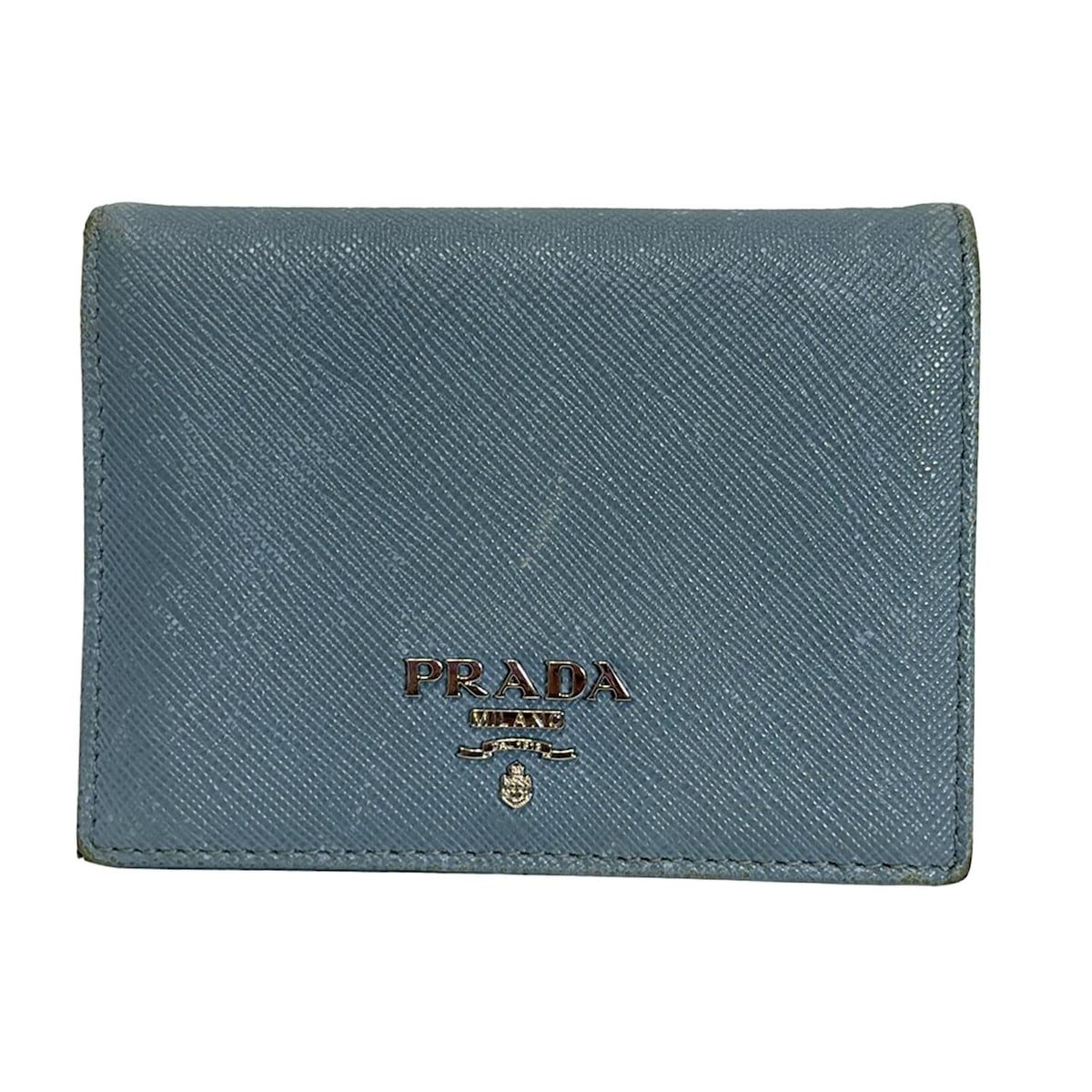 PRADA(プラダ) 2つ折り財布 - ライトブルー レザー - メルカリ