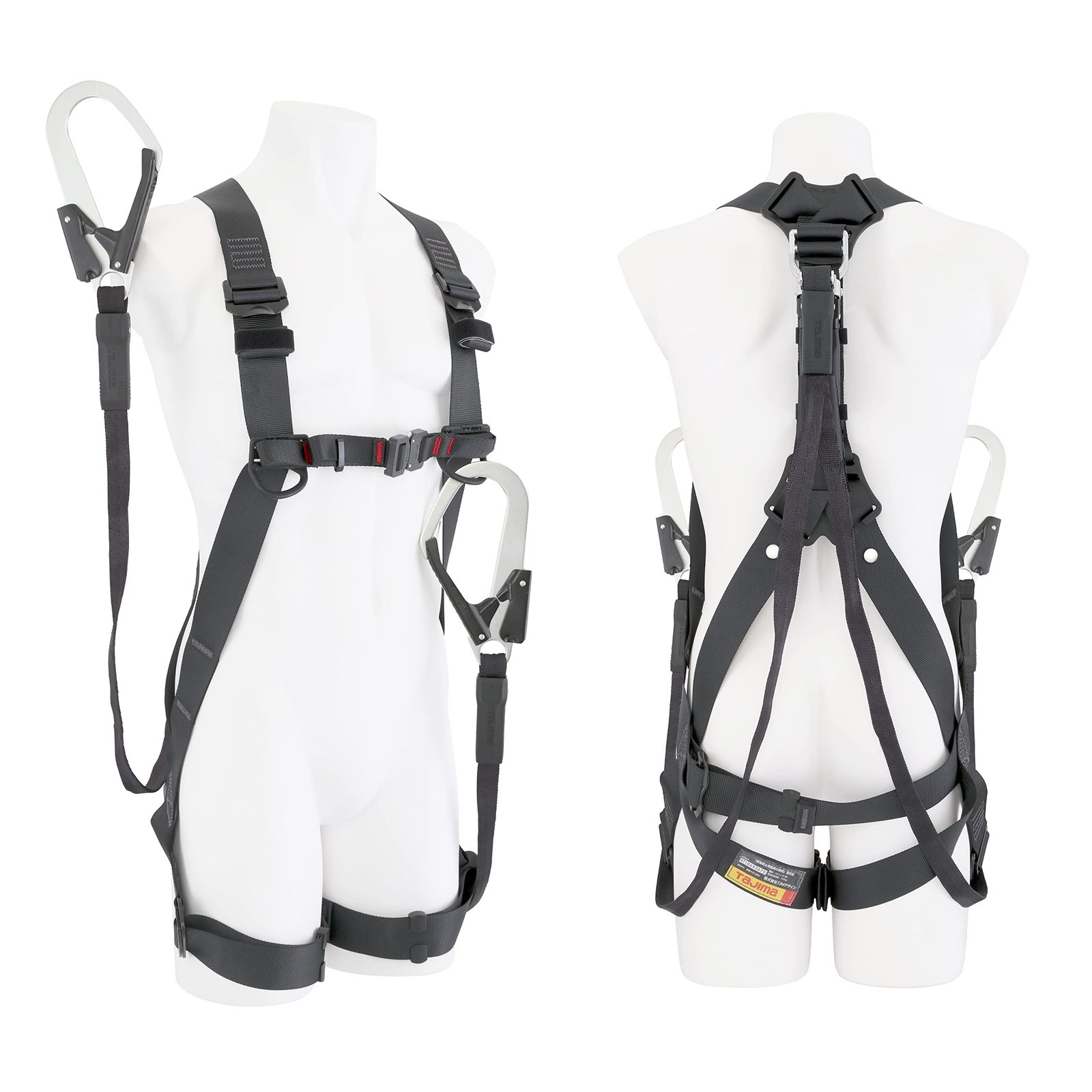 タジマ 新規 全帯 フルハーネスGS 平ロープダブルランヤードセット Sサイズ 黒 束縛感の少ないY型構造 頑丈スチールフックL1 フックハンガー付 A1GSSFR-WL1BK