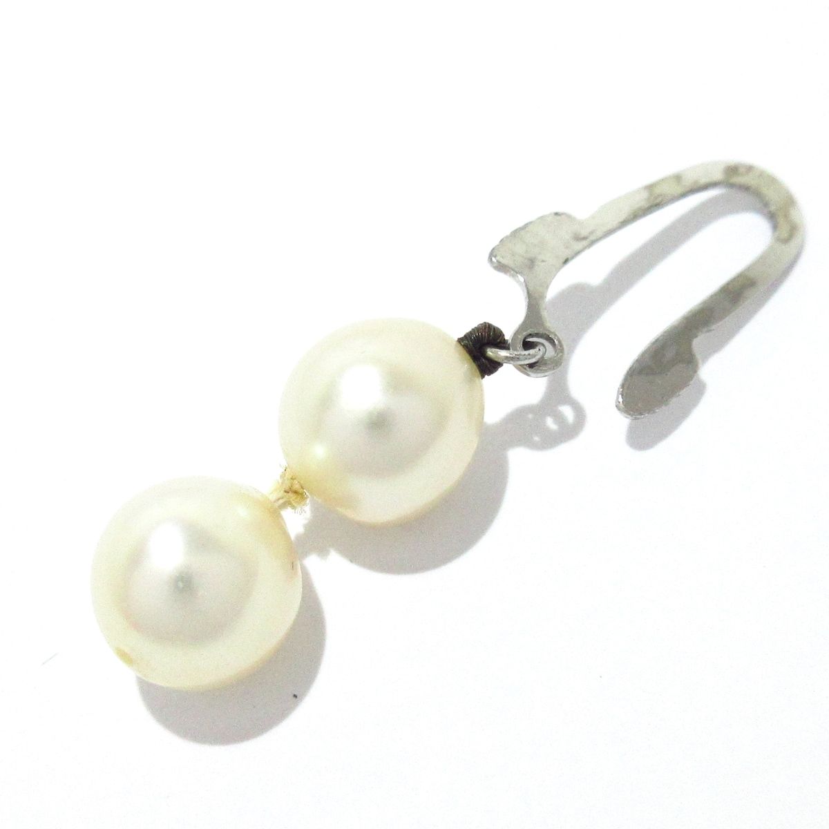 ミキモト mikimoto ネックレス 金属素材×パール シルバー×アイボリー×黒 ペンダントウォッチ/クオーツ（動作確認できず） ミキモト ロケットネックレス パール 真珠 ネックレス 金属