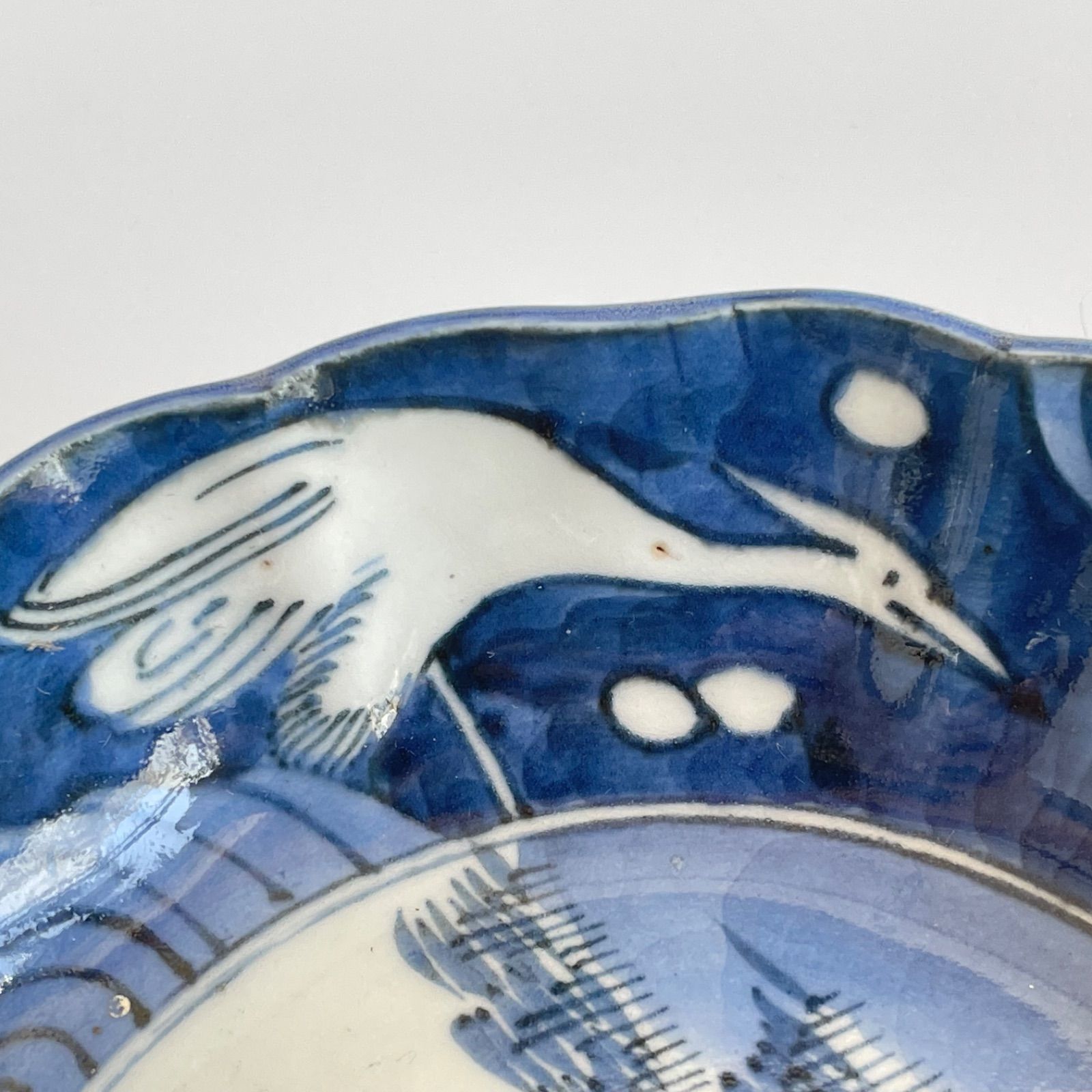125 染付 鷺図 古伊万里 骨董 アンティーク 膾皿 3枚セット - メルカリ
