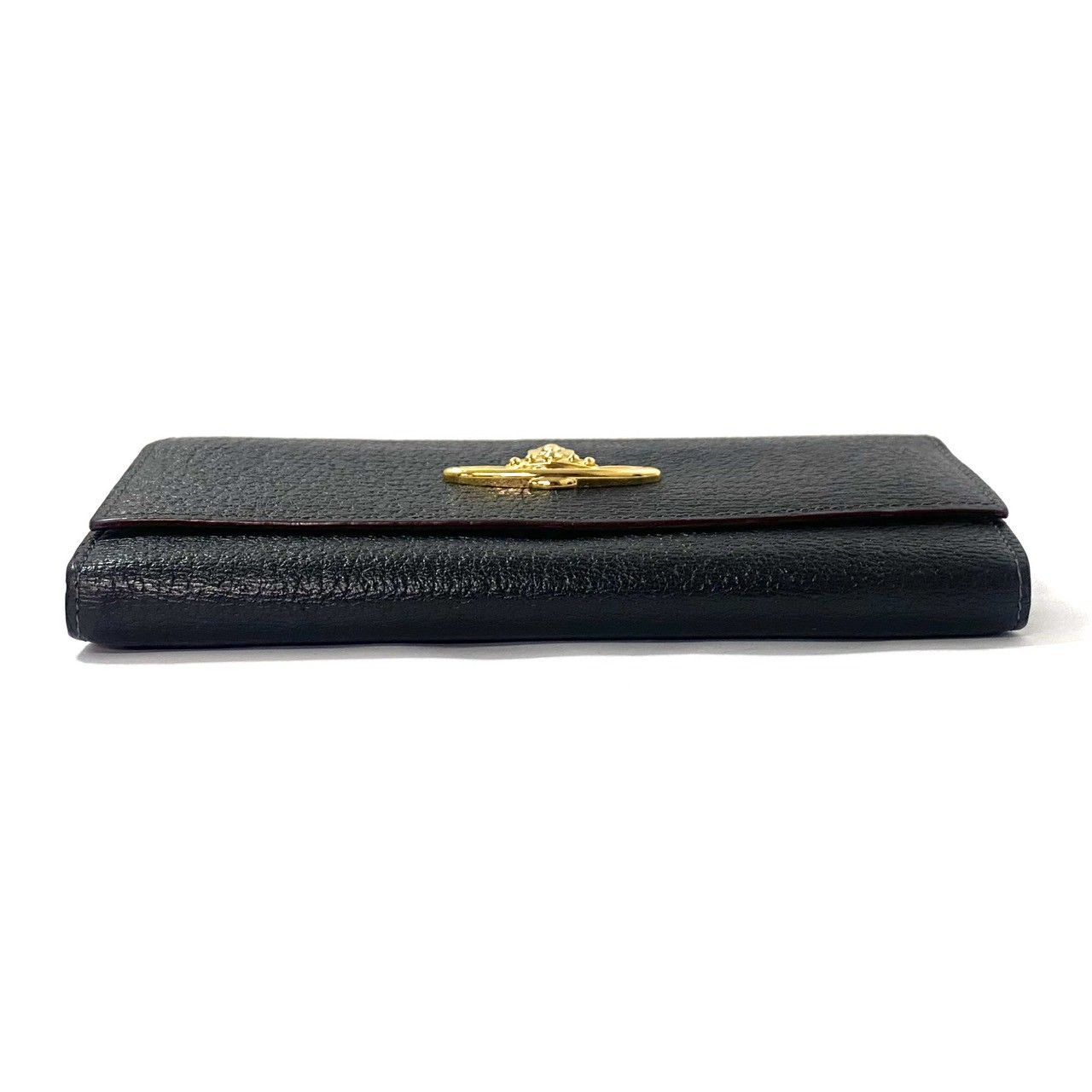 Vivienne Westwood】ロゴ がま口 長財布 レザー ブラック/黒 ロング 