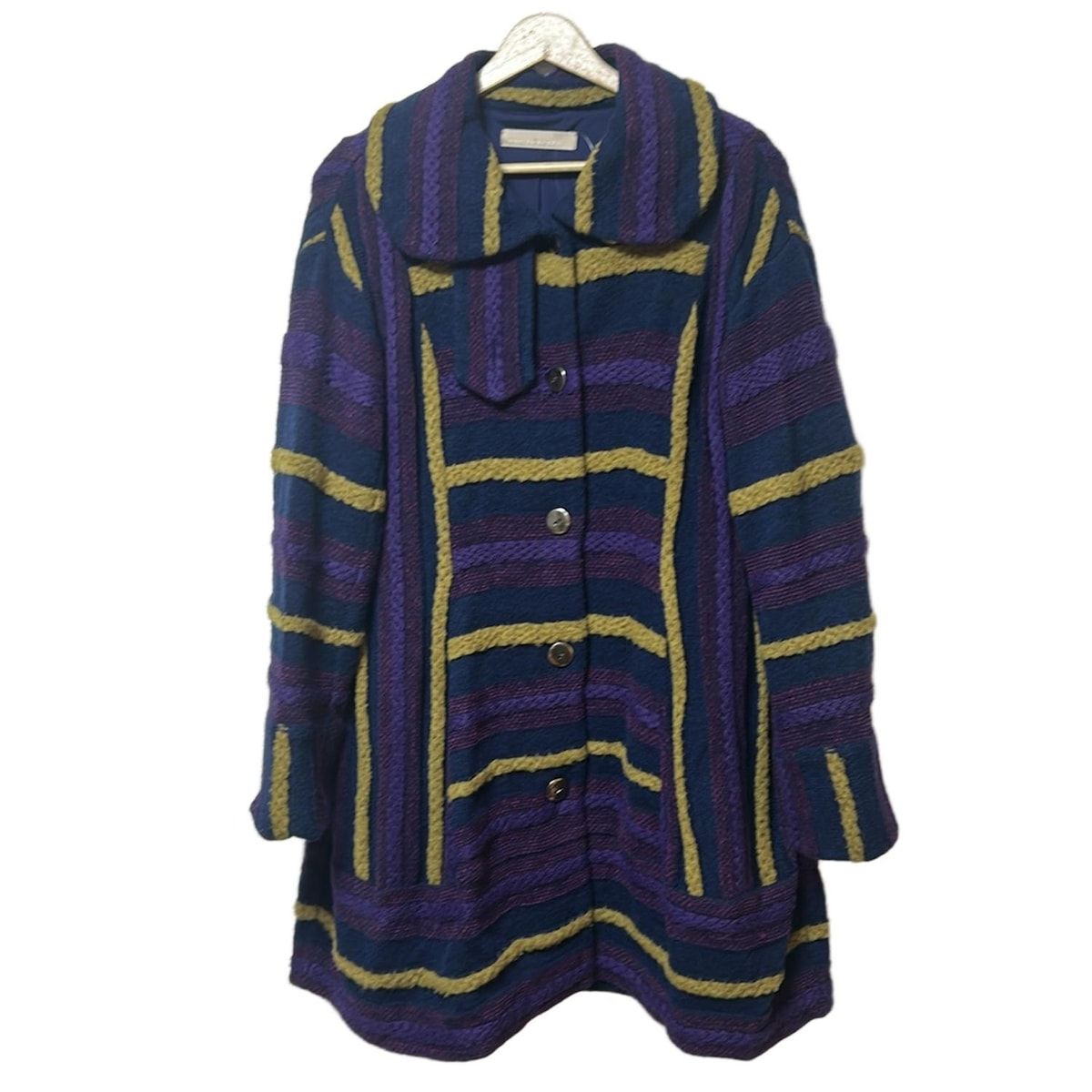 noriko araki ノリコアラキ コート サイズ42 L レディース - ネイビー×ライトパープル×マルチ 長袖|秋|冬