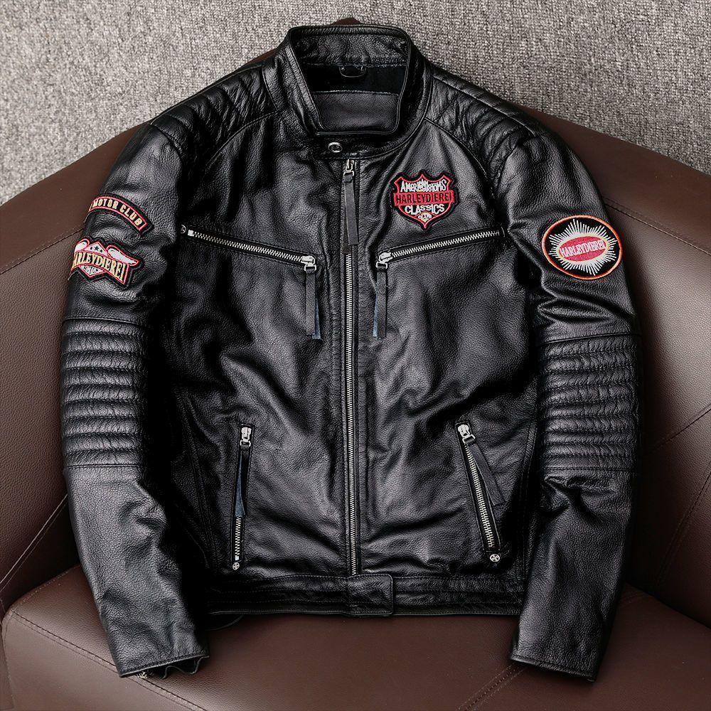 高品質 レザージャケット 機関車 革ジャン 牛革 シングルライダース S-M L XL 2XL 3XL 4XL 5XL-6XLサイズ選択メンズファッション ハ