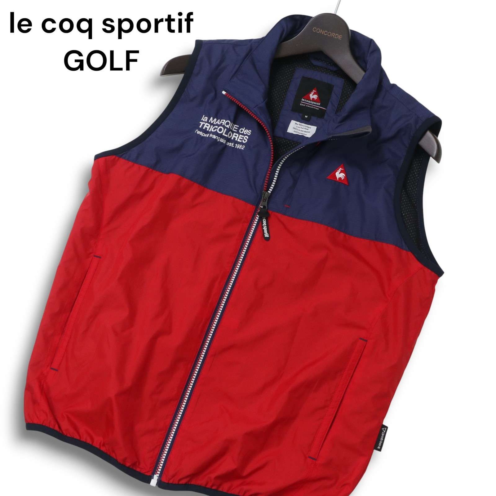 人気定番，豊富な le coq sportif GOLF ルコック スポルティフ ゴルフ 通年★ ボーダー切替 ジップ ベスト ウインドブレーカー Sz.M メンズ ベスト